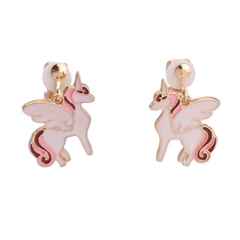 Pinkgarden Lot de 6 paires de boucles d'oreilles à clip motif licorne arc-en-ciel, plastique Pinkgarden Lot de 6 paires de boucles d'oreilles à clip motif licorne arc-en-ciel, plastique
