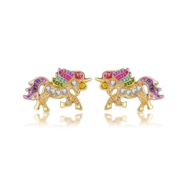 Unicorn earrings Gold and multicolored - A Unicorn
