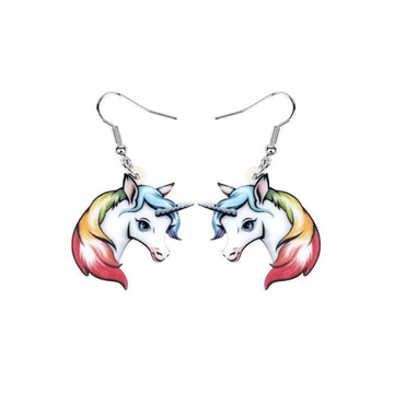 Rainbow Mane Unicorn Earrings - A Unicorn