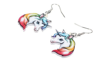 Rainbow Mane Unicorn Earrings - A Unicorn