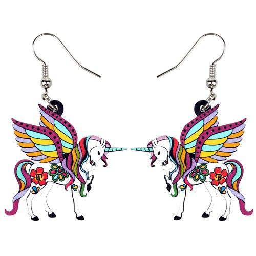 Unicorn earrings Colored Dangles - A Unicorn