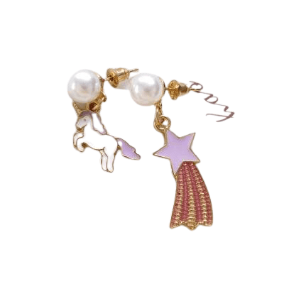 Boucles d'Oreilles Licorne<br> Perles - Une Licorne
