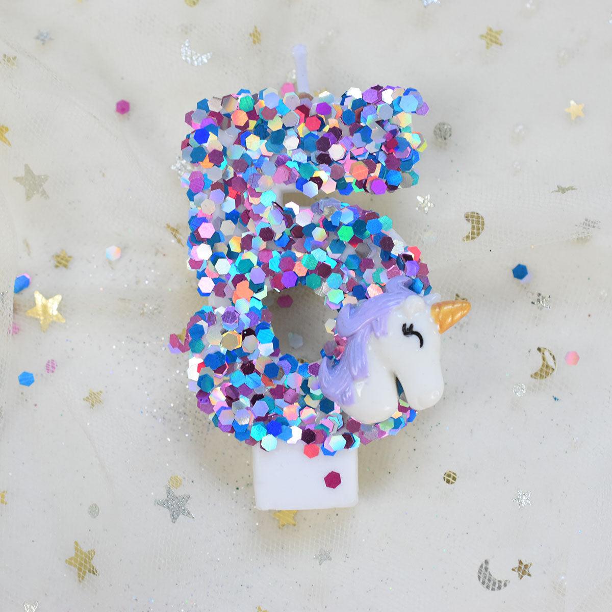 Decoration Anniversaire 1 An Bougie Anniversaire Licorne Chiffre 6 - Décoration Gâteau Fille - Original Et Coloré Cadeau Enfant Anniversaire