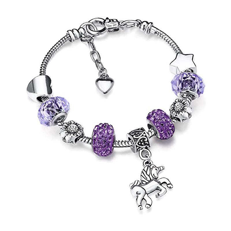 Unicorn bracelet with purple stones