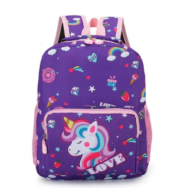 Unicorn school bag without wheel purple
