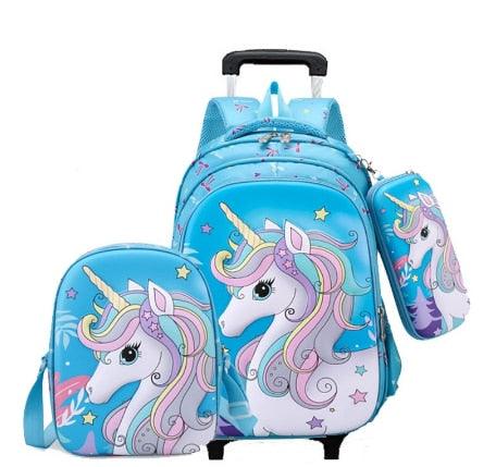 Roulette unicorn 3 in 1 schoolbag blue