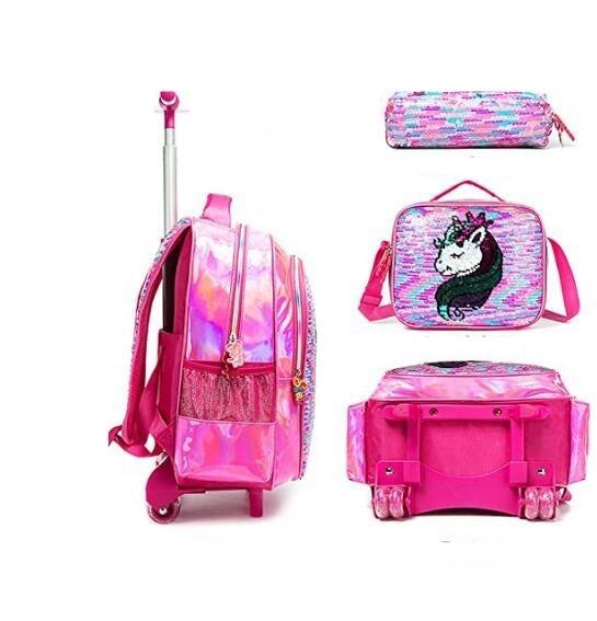 Sac Licorne Sac à Dos Roulettes Licorne Egchescebo - Set 3 Pièces - Pour Filles école Primaire Sac A Dos A Roulette Fille Sac Licorne Sac à Dos Roulettes Licorne Egchescebo - Set 3 Pièces - Pour Filles école Primaire Sac A Dos A Roulette Fille