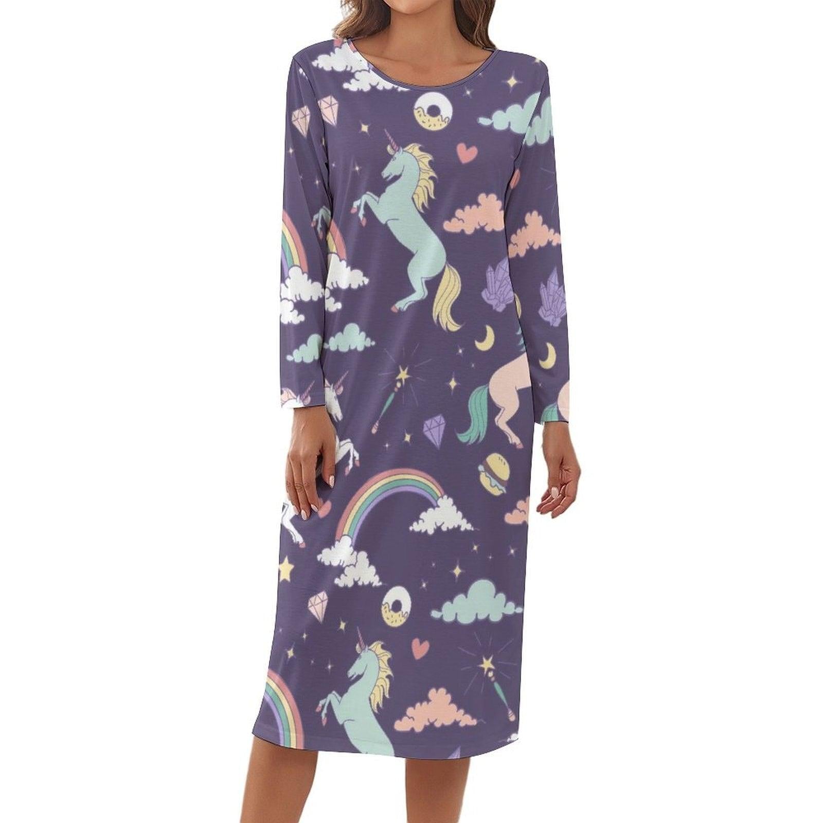 Women's long-sleeved unicorn nightgown - Unicorn