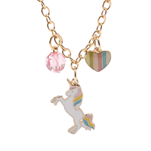 Chain Necklace and Bracelet With Unicorn Pendant - Unicorn