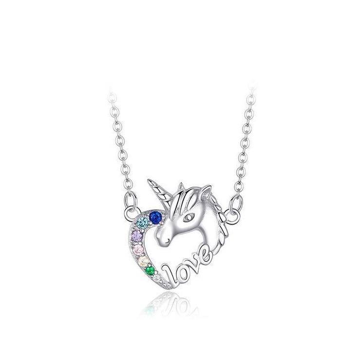 Collar de unicornio Cadena de plata - Un unicornio