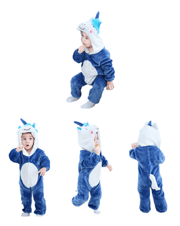 Mono bebé unicornio azul