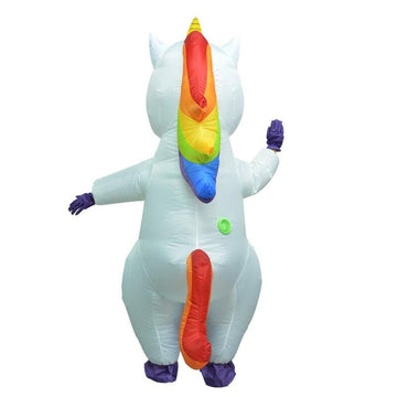 Disfraz inflable de unicornio arcoíris