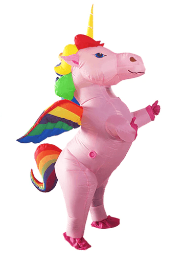 Rainbow flying unicorn costume for adults