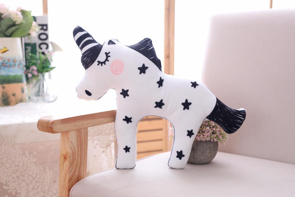 Unicorn Shape Cushion Black and White - A Unicorn