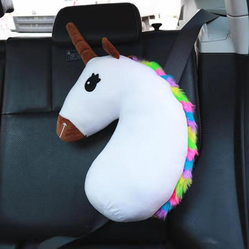 Car Travel Unicorn Cushion White