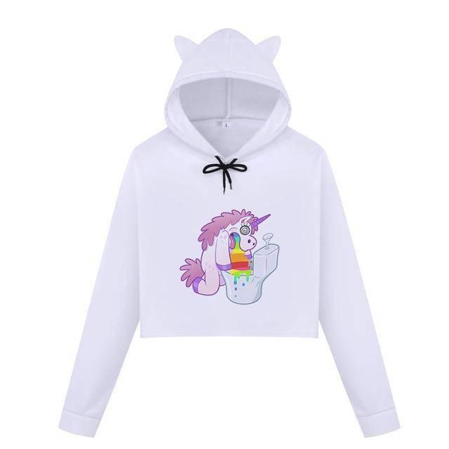 Unicorn crop top store hoodie