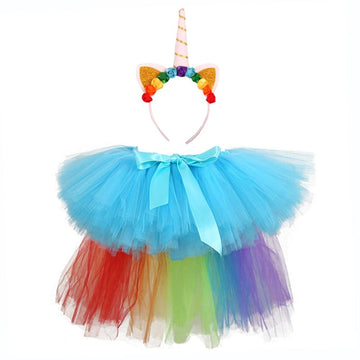 Girl's multicolored unicorn costume
