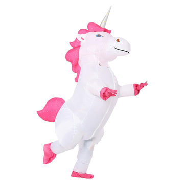 Disfraz inflable de unicornio de cuerno plateado