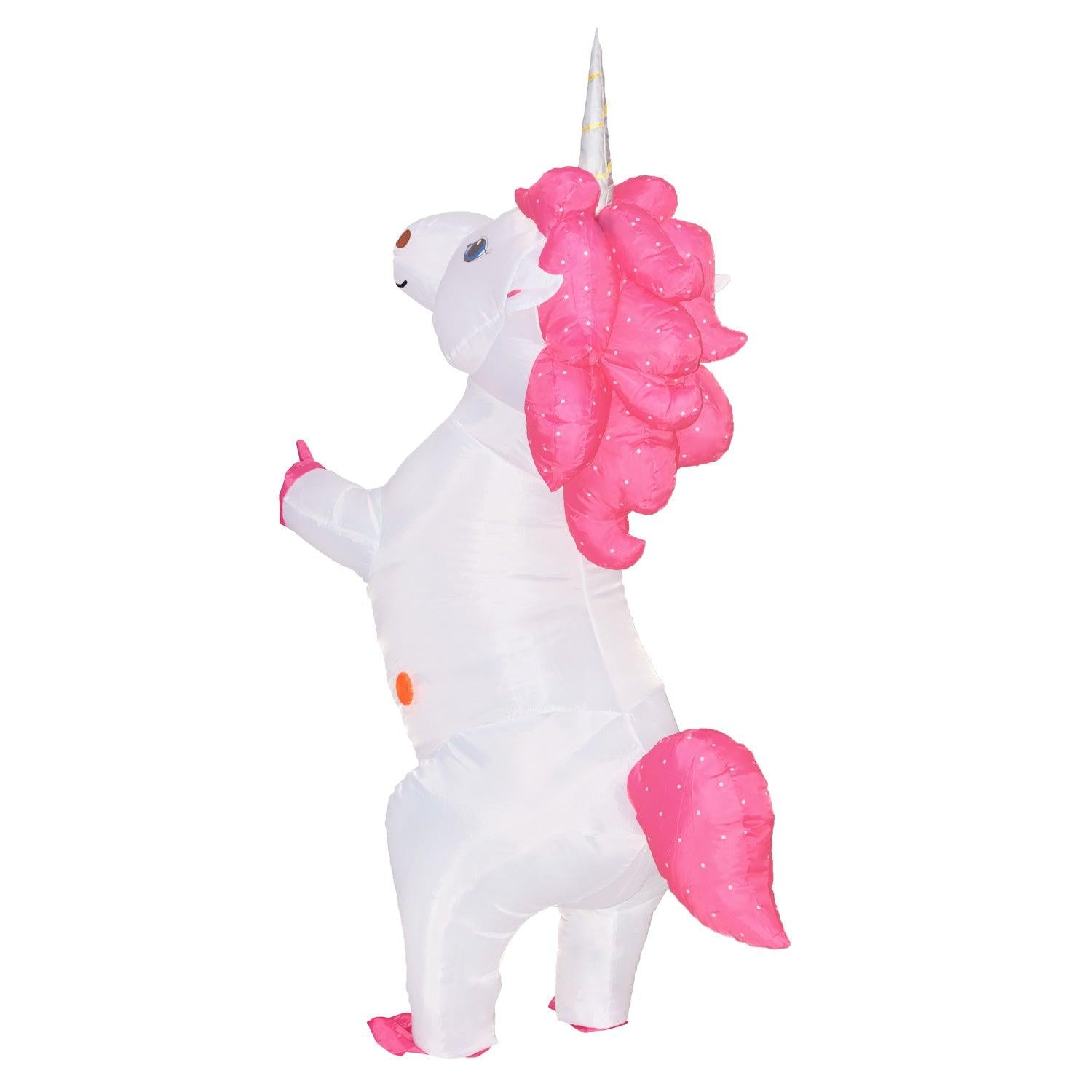 Disfraz inflable de unicornio de cuerno plateado