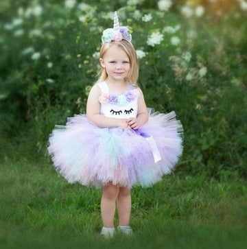 Unicorn dress costume with a tulle tutu for a girl
