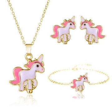 Conjunto de joyería de 3 piezas Unicornio rosa - Unicornio