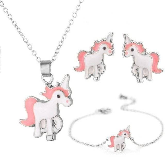 Conjunto de joyería de 3 piezas Unicornio rosa - Unicornio