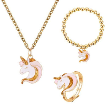 Gold Plated Women's Unicorn Jewelry Set - Unicorn