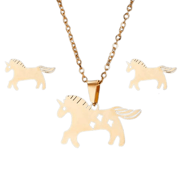 Gold Plated Unicorn Jewelry Set - Unicorn