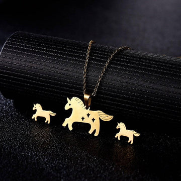 Gold Plated Unicorn Jewelry Set - Unicorn