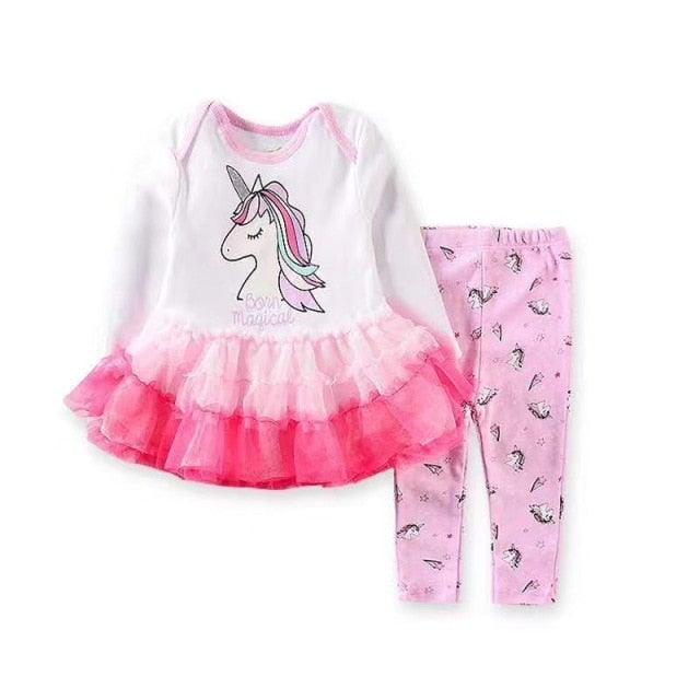 Conjunto de body y pantalón de bebé con tutú de unicornio
