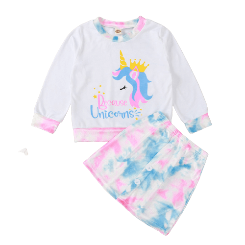 Unicorn jumper & skirt set in gradient colors for girls
