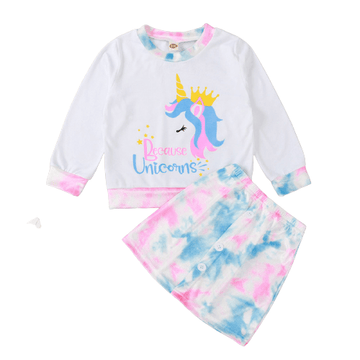 Conjunto jersey y falda unicornio degradados para niña