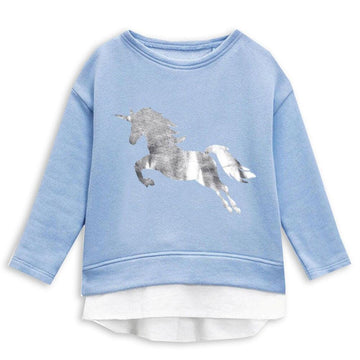 Girl's blue silver unicorn sweatshirt & leggings set