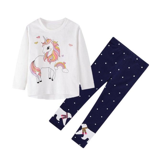 Conjunto niña camiseta y pantalón unicornio