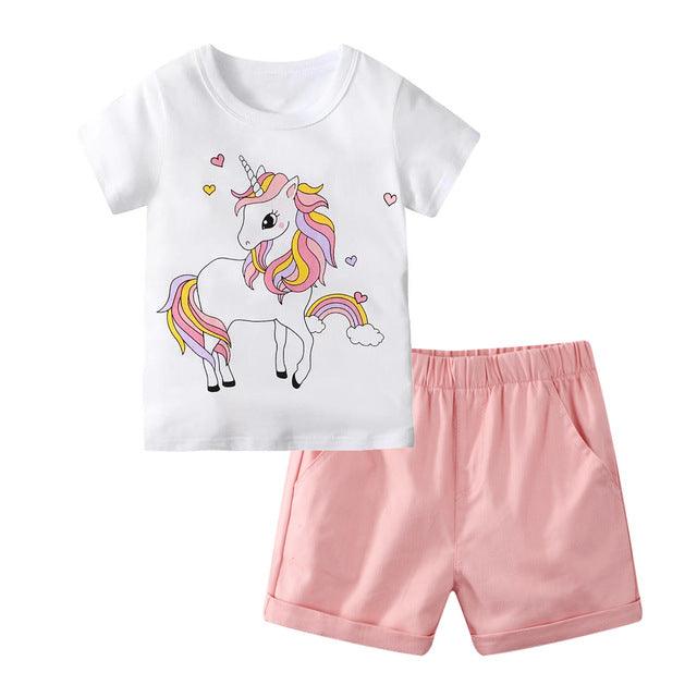 Girl's unicorn t-shirt & shorts set - Unicorn