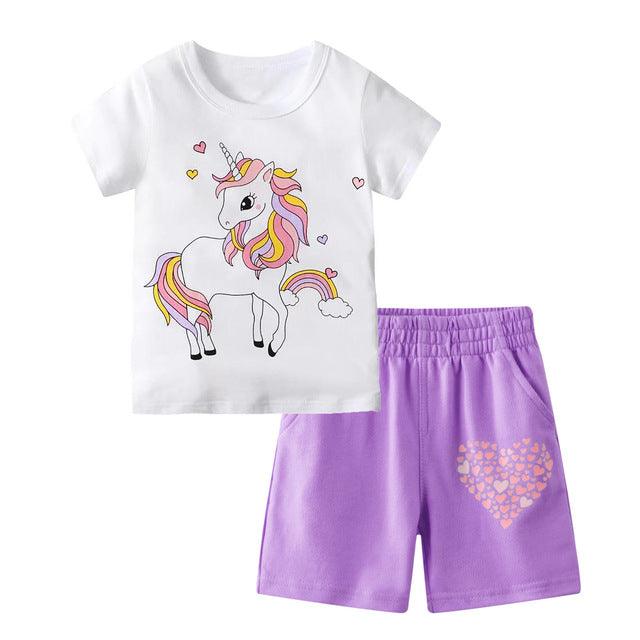 Girl's unicorn t-shirt & shorts set - Unicorn