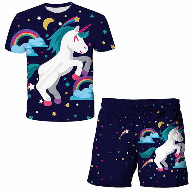 Conjunto camiseta y pantalón corto infantil unicornio - Unicornio