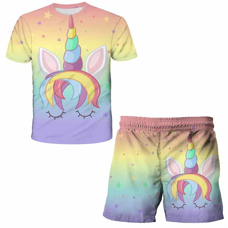 Children's unicorn t-shirt and shorts set - Unicorn