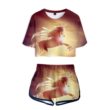 Women's unicorn t-shirt and shorts set