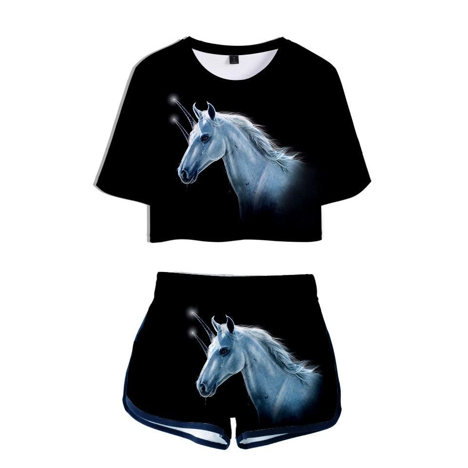 Women's unicorn t-shirt and shorts set - Unicorn