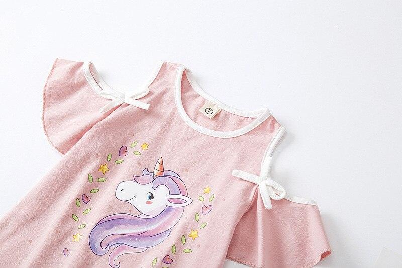 Conjunto de top y falda con canesú y hombros descubiertos de unicornio para niñas - Unicornio