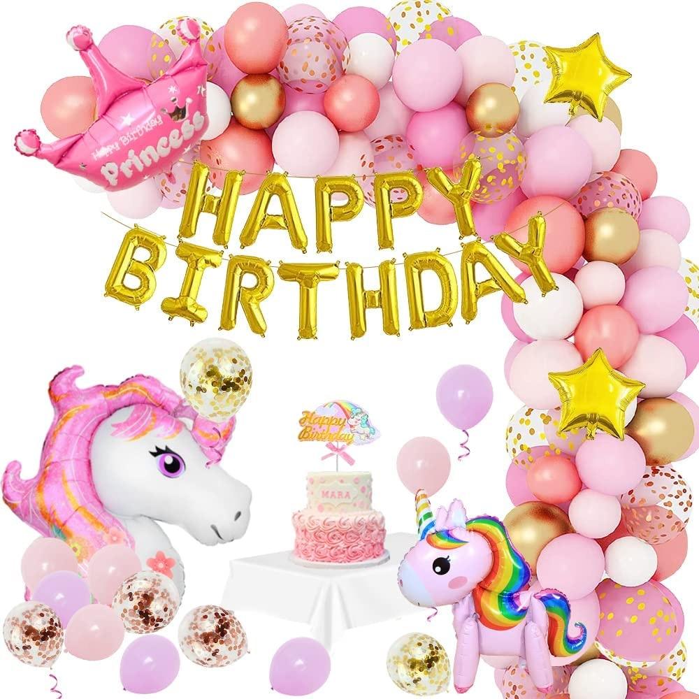 Princess unicorn macaroons balloon garland
