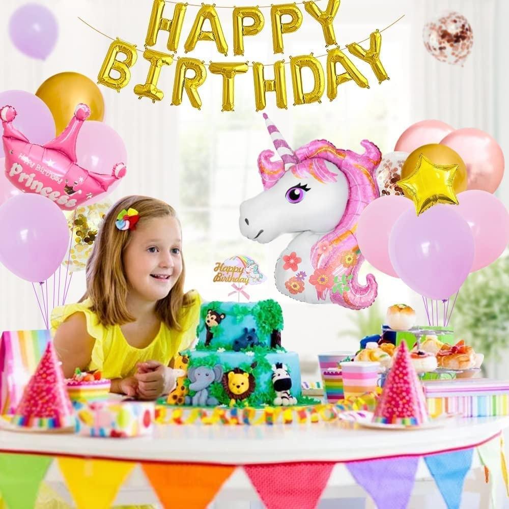 Décoration Anniversaire Licorne Ballons Banniere Joyeux Anniversaire  Licorne Happy Birthday Fournitures De Fête Enfants Adulte Fille