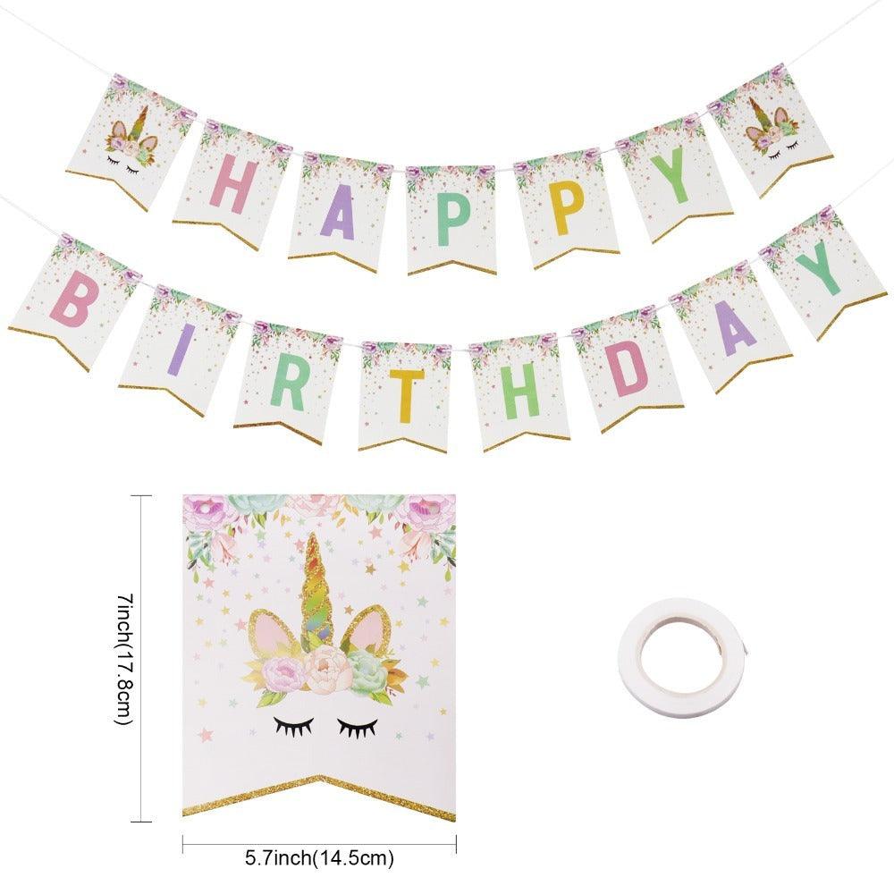 Guirnalda banderín feliz cumpleaños unicornio - Unicornio