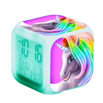 Horloge électronique licorne qui change de couleur