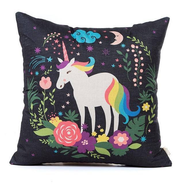Cushion cover Unicorn and Flowers - Unicorn