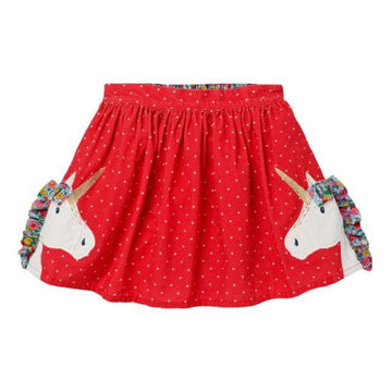 Girl's Red Unicorn Skirt With White Dots - Unicorn