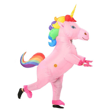 Disfraz inflable de unicornio arcoíris