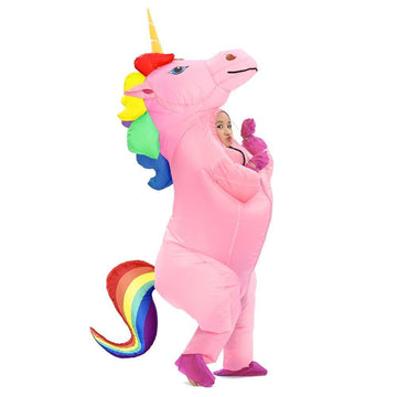 Disfraz hinchable de unicornio arcoiris