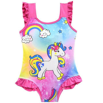 Unicorn swimsuit with ruffle details - Unicorn